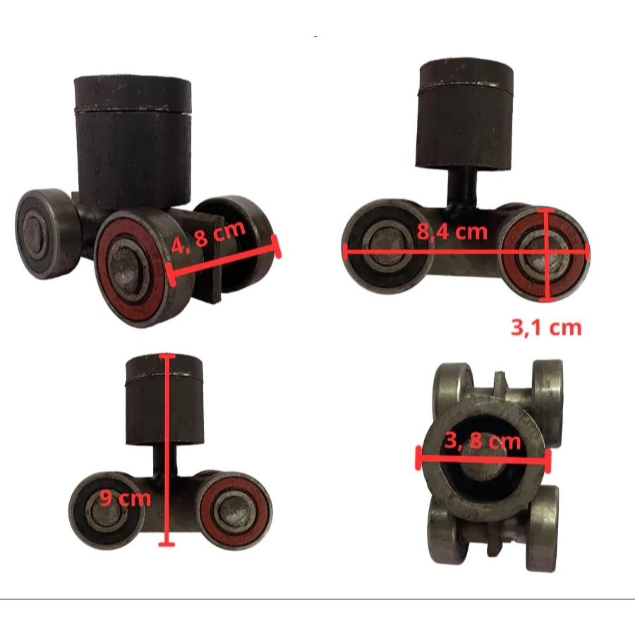 Bi treo xoay cửa xếp 360 độ loại 4 bánh 2 bánh bị treo cửa lùa,Bi treo cửa xếp xoay 360 lắp cửa sắt