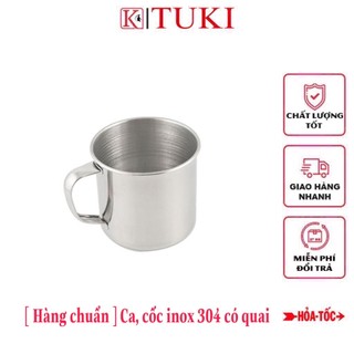 Ca, cốc uống nước có quai, chất liệu inox 304, đường kính 7cm - tiện dụng, siêu bền