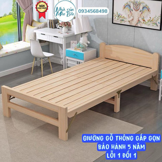 Hàng loại 1 - tặng đệm gối - giường ngủ gỗ thông gấp gọn 120x195cm - giường gấp văn phòng
