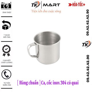 Ca, cốc uống nước có quai, chất liệu inox 304, đường kính 7cm - tiện dụng, siêu bền