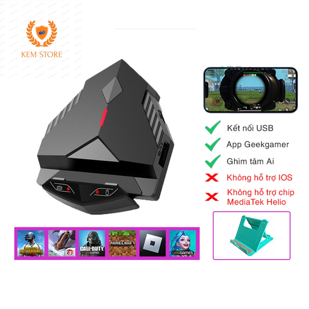 Bộ chuyển đổi chơi game Lingzha 2 Pro kết nối dây  hỗ trợ ghìm tâm AI chơi PUBG, Free Fire, CODM