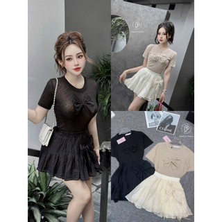 H3/Set áo kèm cv nơ cực kì xinh lun ạ 2 màu kem/đen 📌355k sm