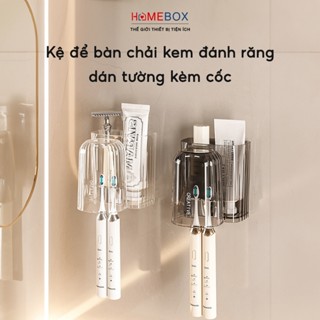 Kệ Để Bàn Chải Đánh Răng Kèm Cốc Dán Tường Đa Năng, Giá Để Đồ Nhà Tắm Đồ Vệ Sinh Cá Nhân Acrylic