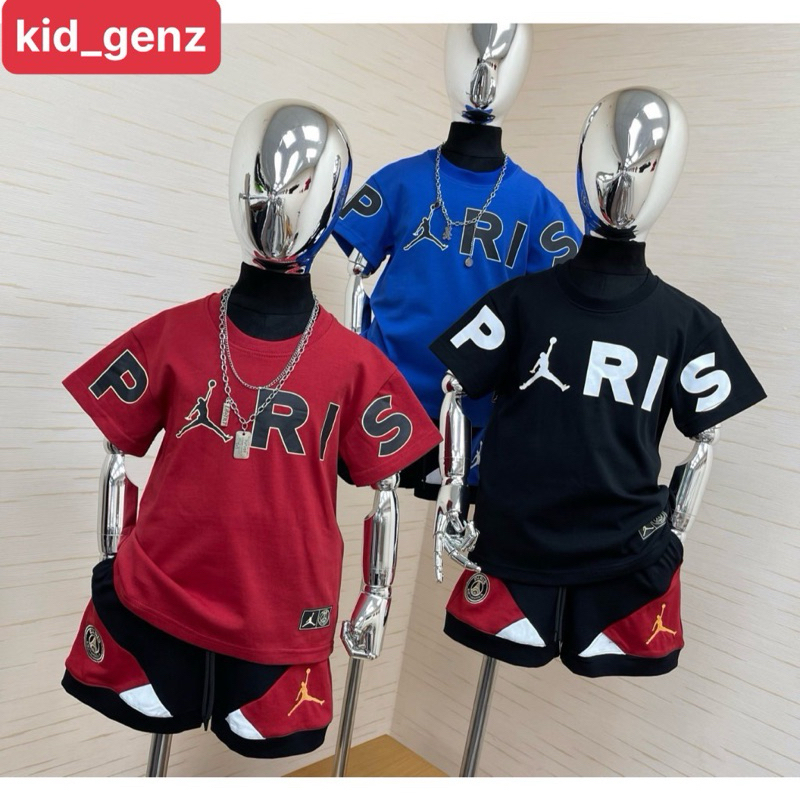 Bộ áo thun jorrdan paris cho bé , set áo phông quần cộc họa tiết bé trai , kid_genz