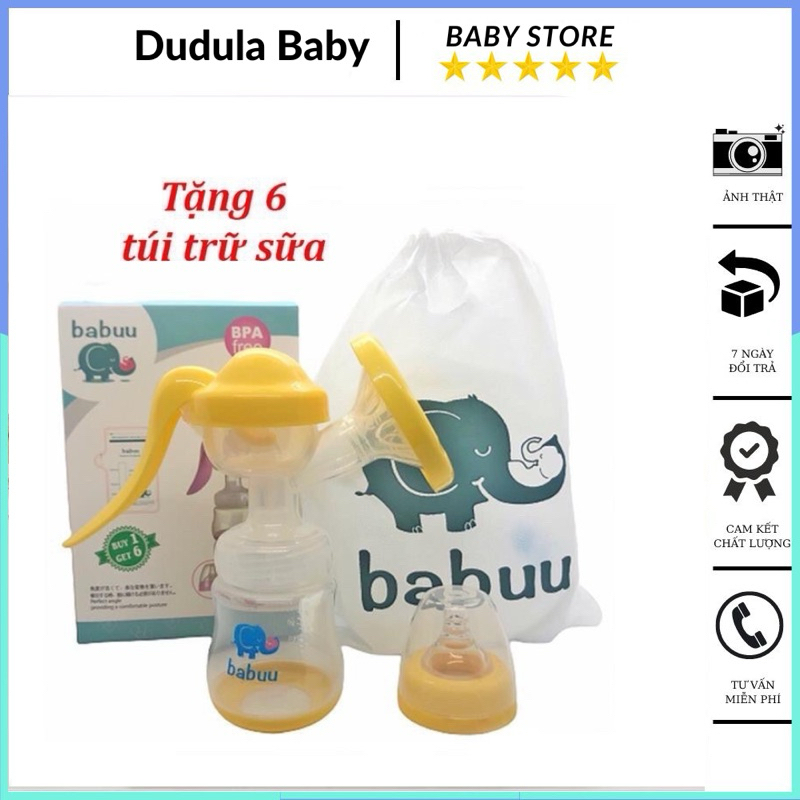 Máy hút sữa cầm tay Babuu, Kichi tặng kèm 6 túi trữ sữa