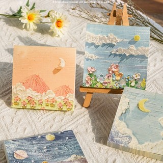 Enjoymore Set 100 Tờ Giấy Note Ins Tranh Sơn Dầu Ghi Chú Dán Sticky Phong Cảnh Dễ Thương Bộ
