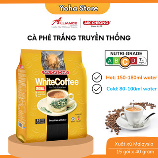 Cà Phê Trắng Truyền Thống 3 Trong 1 Aik Cheong (15 Gói x 40g) - nhập khẩu Malaysia