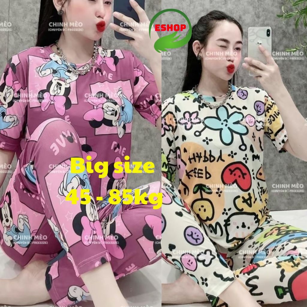 Đồ Bộ Nữ Quần Dài Ôm Bigsize ESHOP Đồ Mặc Nhà Nữ Set Bộ Dễ Thương Thun Tăm Lạnh Mát Dễ Thương BD679