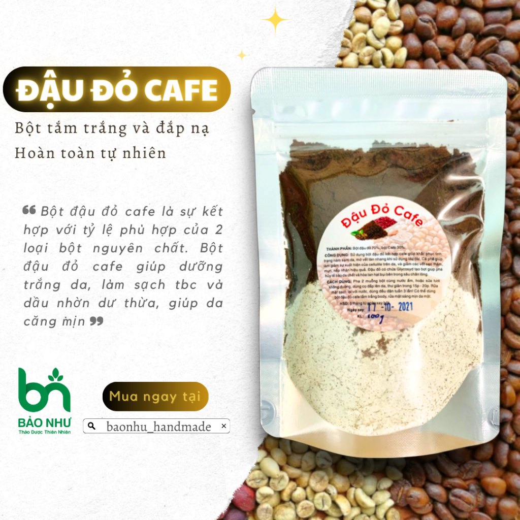 500gr Bột Đậu Đỏ Cafe Ủ Trắng Da