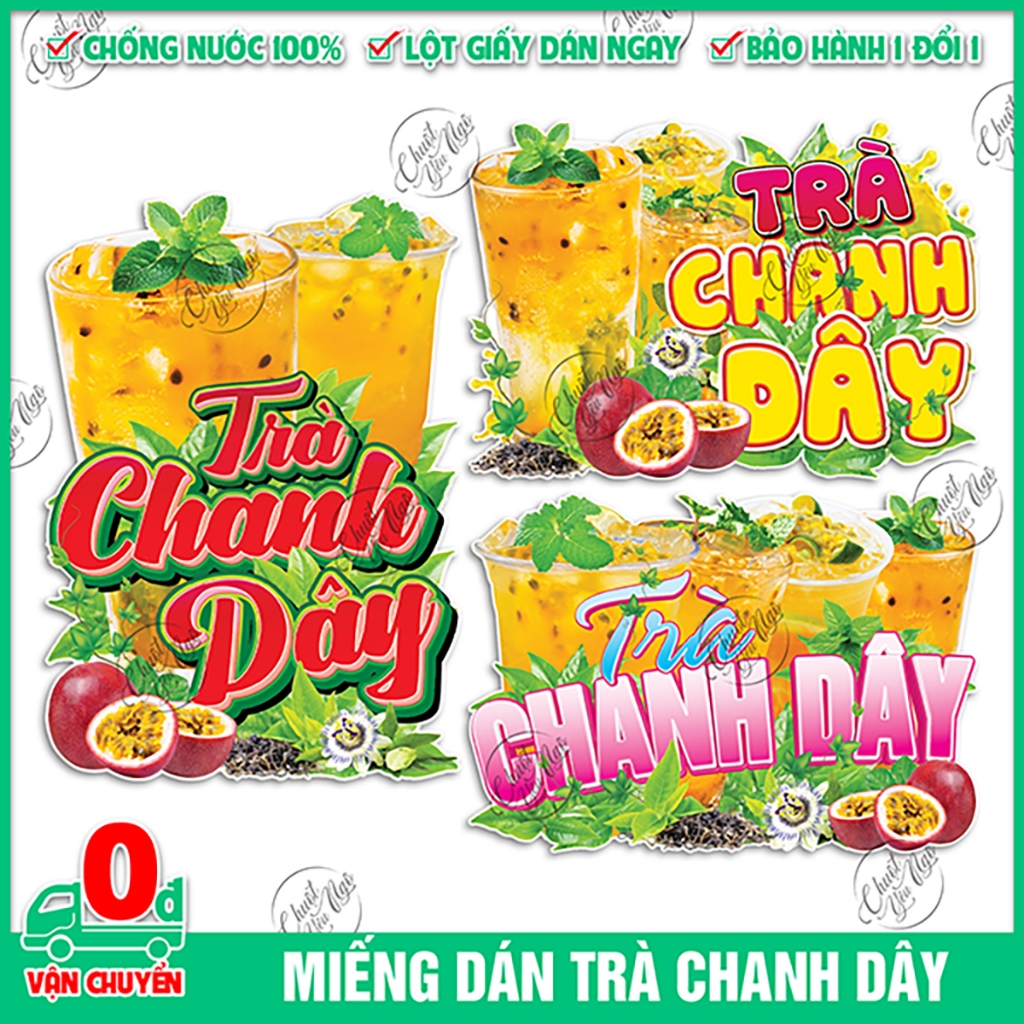 Decal dán trà CHANH DÂY leo trái cây trang trí tường cửa kính xe quán trà sữa cà phê hình sticker de