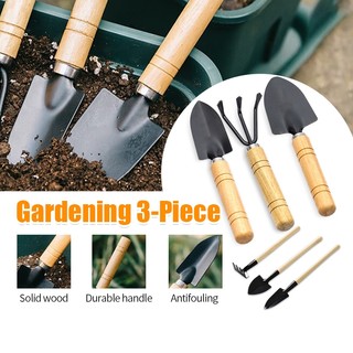 Bộ 3 món dụng cụ làm vườn, xẻng làm vườn - xới đất - cào đất, bộ cuốc xẻng làm vườn mini 3 món