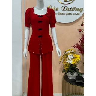 Bộ bà ba sẫm cổ vuông