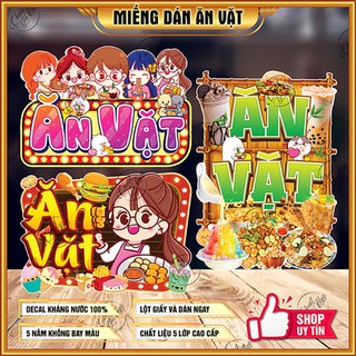 Miếng dán ĂN VẶT sticker trang trí quán ăn trà sữa thức uống đồ ăn hình dán