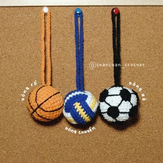 Móc khoá bóng rổ, bóng chuyền, bóng đá bằng len - Handmade by Chanchan_crochet