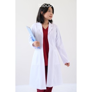 Áo blouse trắng bác sĩ tay dài Bloudi đồng phục phòng khám