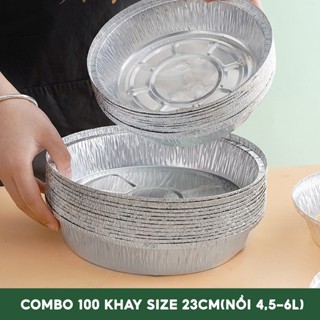 COMBO 100 Khay Giấy Bạc Lót Nồi Chiên Không Dầu, Khuôn Giấy Bạc Đựng Thực Phẩm Tiện Lợi