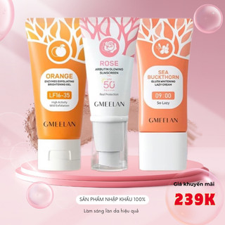  3PCS Bộ Kem Chống Nắng  GMEELAN gel Tẩy Tế Bào Chết + Kem làm trắng da cho người lười biếng+ SPF 50 + + + Kem Chống Nắng 
