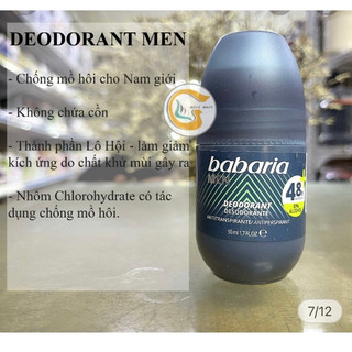 Lăn khử mùi lăn nách Babaria dùng nam nữ, khô thoáng nhanh tự tin suốt 48h