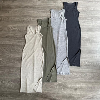 Đầm thun len gân body dài