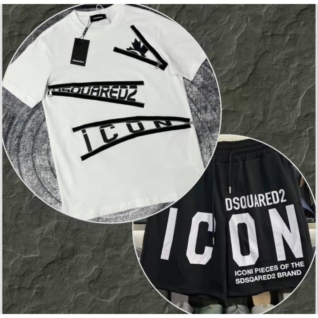 Bộ Quần Áo Phông DSQ Icon Khóa CHéo Thật Phối Quần Icon Basic Cực Hót Chất Vải Coton Cao Cấp Thoáng Mát Hottrend