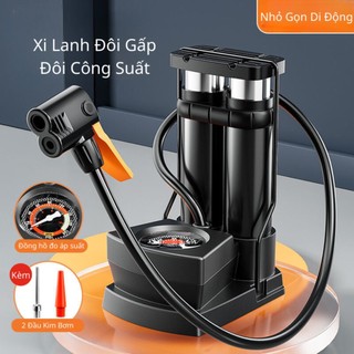 Bơm Đạp Chân Xe Máy Xe Đạp Thể Thao Nhỏ Gọn Đầu Van Đa Năng Có Đồng Hồ Đo Áp Suất Cao Cấp - BK08