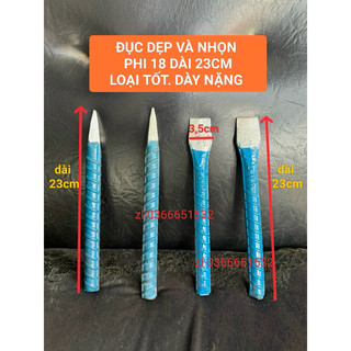 Đục sắt dẹp và nhọn dài 23cm -phi 18 dùng đục bê tông, đá, tường, gạch-đục to loại tốt hình thật