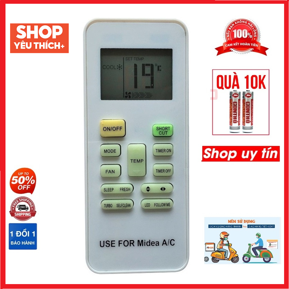 điều khiển remote từ xa dùng cho máy lạnh điều hoà Midea-tặng kèm pin-đầu bấm máy lạnh điều hòa Mide