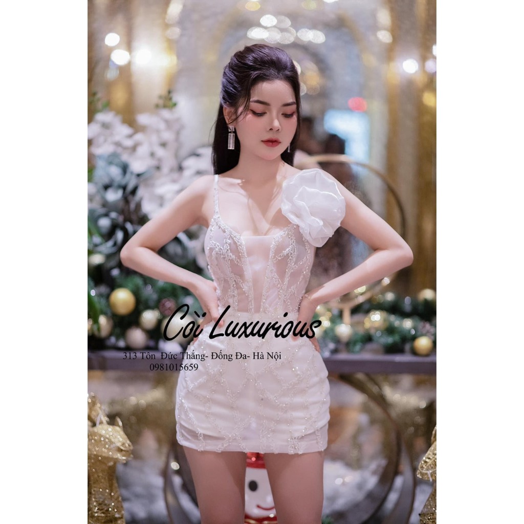 đầm hai dây kết đá công chúa