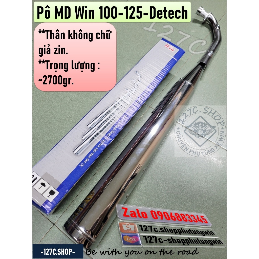 [HCM] Pô MD Win 100 Win 125 Win Detech (Thân không chữ giả zin)