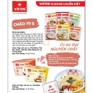 Cháo vifon các loại có thịt thật gói 70g