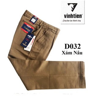 Quần kaki 1 Ly Trung Niên Vĩnh Tiến 100% Cotton Cao Cấp Màu Nâu