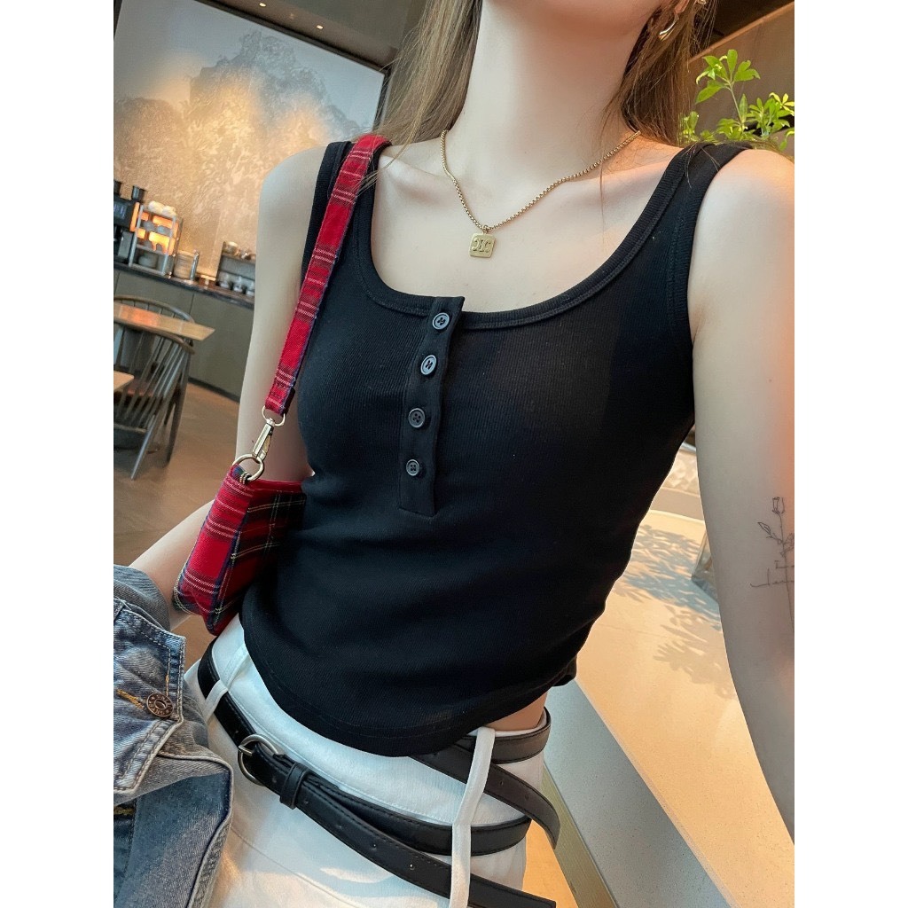 [CÓ MÚT] Áo 2 dây nữ bản to kiểu dáng sexy áo ba lỗ nữ khuy cài kèm mút ngực chất vải thun tăm co giãn A520 PANOSI | BigBuy360 - bigbuy360.vn