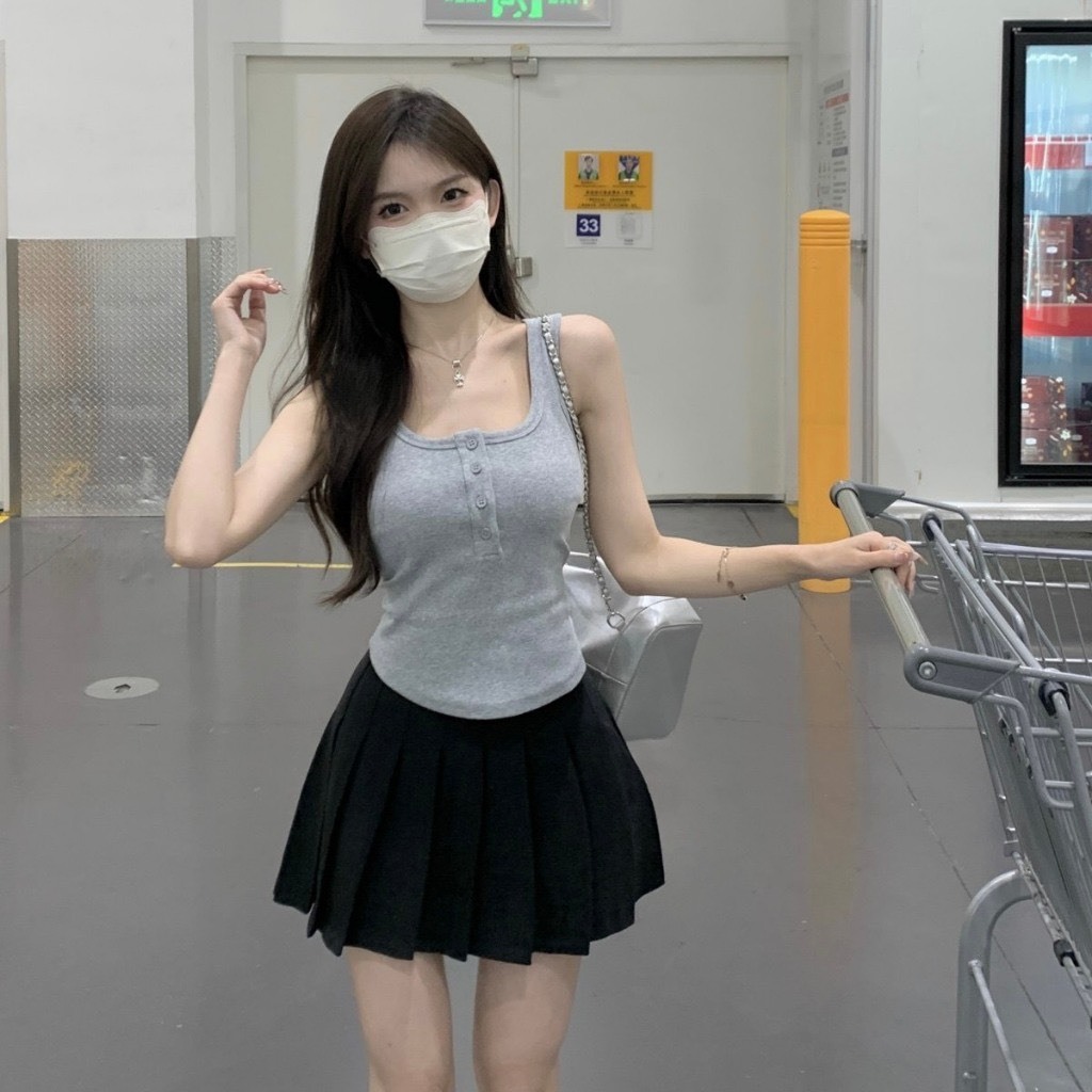 [CÓ MÚT] Áo 2 dây nữ bản to kiểu dáng sexy áo ba lỗ nữ khuy cài kèm mút ngực chất vải thun tăm co giãn A520 PANOSI | BigBuy360 - bigbuy360.vn