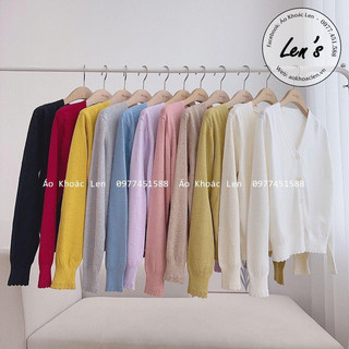Áo Khoác Len Nữ Mỏng Mịn Viền Răng Cưa Len Hạt Nàng Len