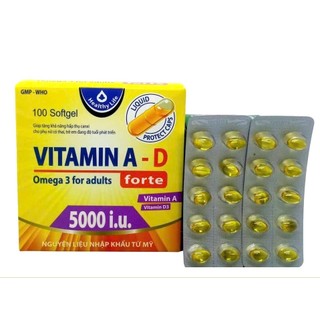 Viên uống vitamin A D bổ sung vitamin, giảm nguy cơ khô mắt, mỏi mắt, còi xương, hỗ trợ đẹp da hộp 100 vviên