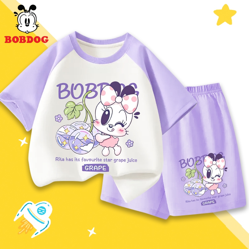 Bộ đồ cộc phối cho bé BOBDOG chất liệu cotton mềm mịn thoáng mát in hình BOBDOG cute cho bé