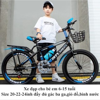 Xe đạp thể thao trẻ em có gác ba ga, có bình nước và giỏ size 20 - 22 inch