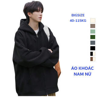 Áo Khoác Bigsize 40-115Kg Nam Nữ Khoá Kéo Nón To Trùm Đầu Chống Nắng Chất Nỉ Dày Dặn Thu Đông Giữ Ấm
