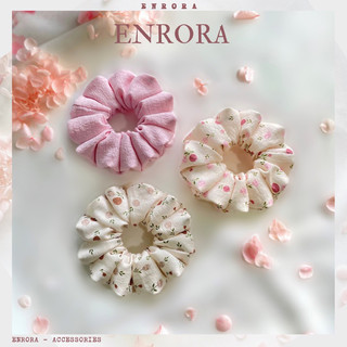 Scrunchies enrora cột tóc vải họa tiết hoa hồng nhí