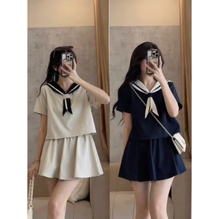 Set áo sơ mi THỦY THỦ mix chân váy, Set áo phối cổ vạt khăn kèm chân váy Xưởng May Hạnh Hồng