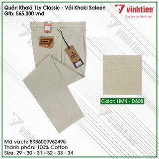 Quần kaki 1Ly Vĩnh Tiến 100% Cotton Dành Cho Trung Niên KK565