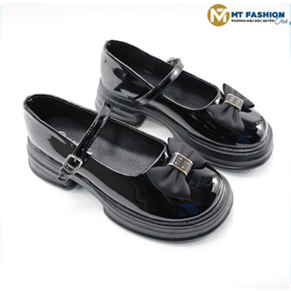 Giày Búp Bê Nữ Mary jane lolita  đế PU 5cm  đế dày, đính nơ to phong cách , Chống trơn- DH0004