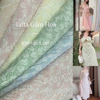 Vải tafta gấm hoa nổi thời trang lên áo, váy, đầm, set bộ, áo dài