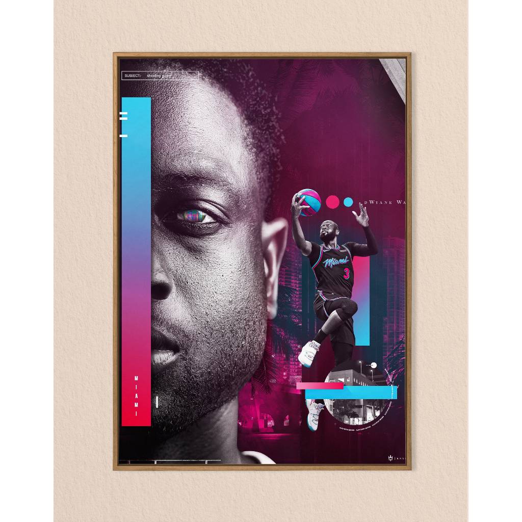 Basketball Poster ⭐️ Tranh : Dwyane Wade Poster - Tranh Treo Tường - Wall Decor - FreeShip