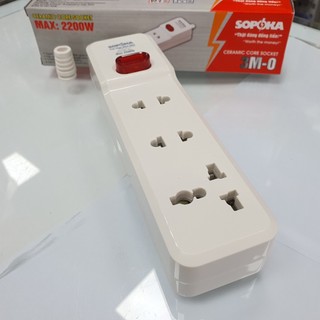 Ổ cắm điện 3 lỗ 2200w lõi sứ không dây có công tắc 3m-0 sopoka