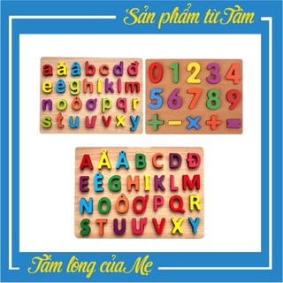 Bảng Chữ Cái In Hoa, In Thường, Chữ Số Gỗ Nổi