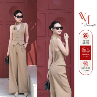 YM Concept Sét Áo Ghile Kèm Dây Hoa + Quần Suông Ống Rộng - D0895