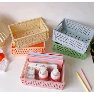 Rổ nhựa đựng đồ đa năng gấp gọn tiện dụng đựng sticker decor - Hanna