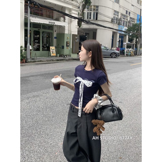 Áo thun nơ ren (ảnh thật/ có sẵn)