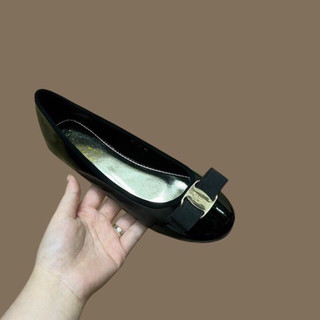 Giày bệt búp bê nơ da bóng mềm cao cấp